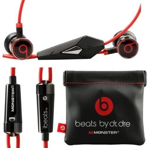 iBeats by Dre Black / Red Headphones Earphones Brand new with Pouch