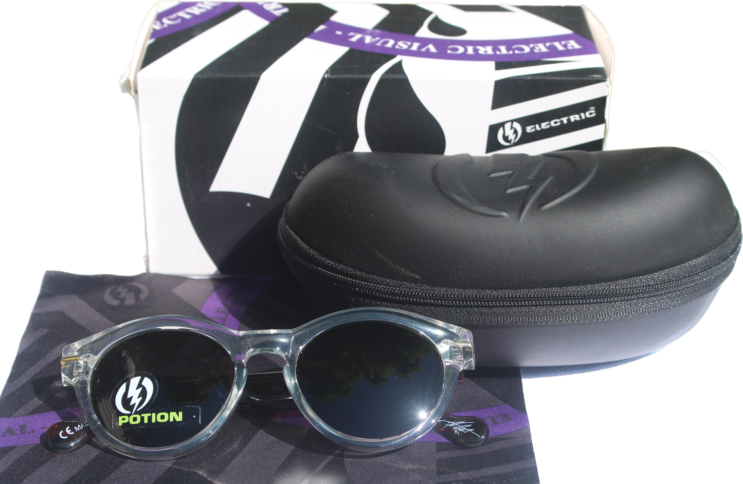 Electric Potion Sunglasses Tortoise/Crystal w Melanin Grey Lens