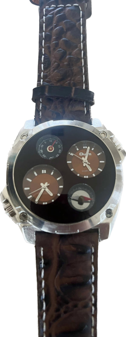 Oulm Round Dual-Movement Unisex Fashion Wrist Watch