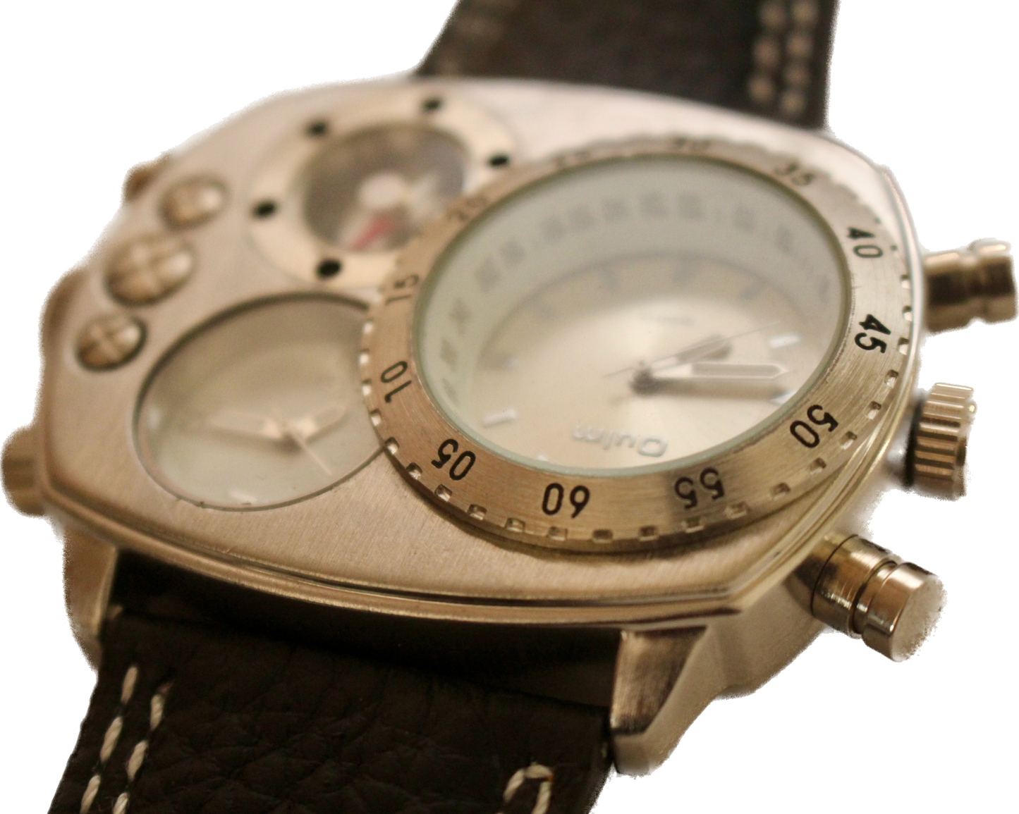 Oulm Oversized Dual Time Zone Men’s Fashion Wrist Watch with Compass
